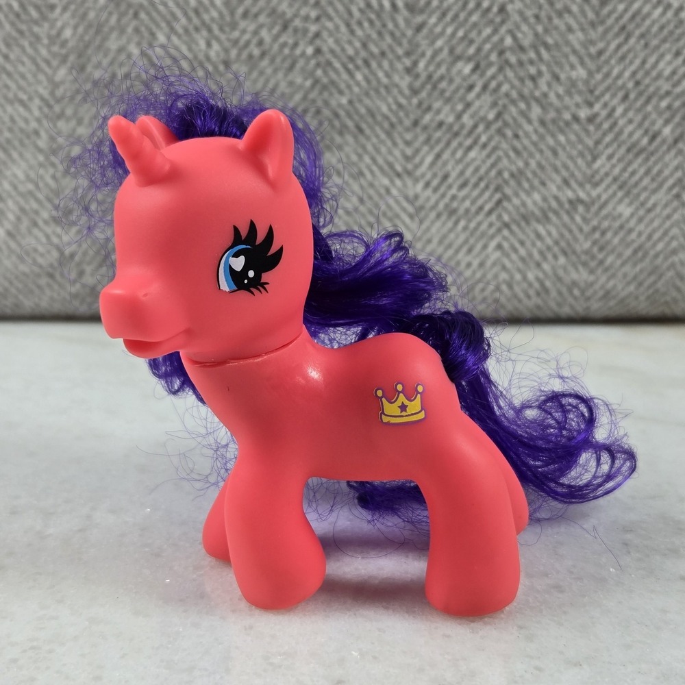 Vintage Gi-Go Wonder Pony Land Pink Unicorn Purple Hair Gold Crown MLP 'Fakie'